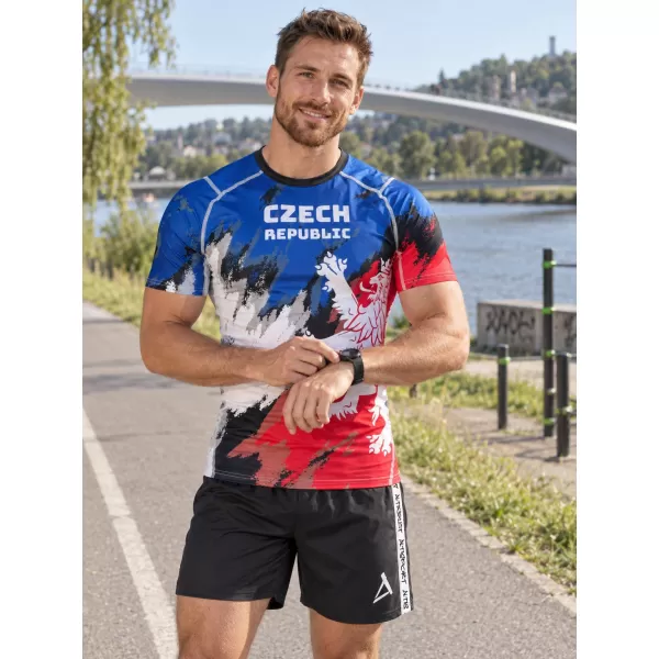  Férfi funkcionális kompressziós ing rövid ujjú prémium ALTISPORT VOJ/ALM036TR04 CSÍKOK 