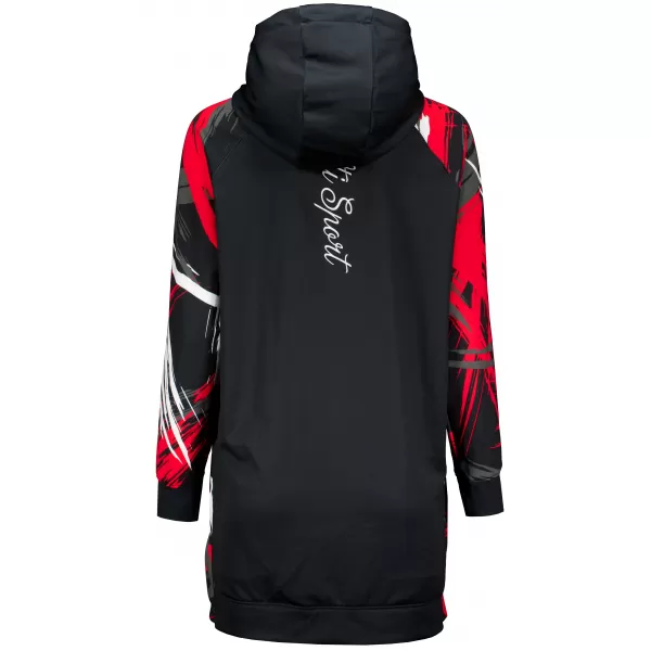  Prémium női funkcionális hosszabbított pulóver ALTISPORT VOJ/ALW039MI03 FEKETE/PIROS 