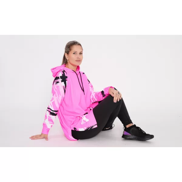  Prémium női funkcionális hosszabbított pulóver ALTISPORT VOJ/ALW039MI03 FLUO RÓZSASZÍN 