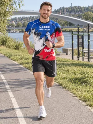 Férfi funkcionális kompressziós ing rövid ujjú prémium ALTISPORT VOJ/ALM036TR04 CSÍKOK