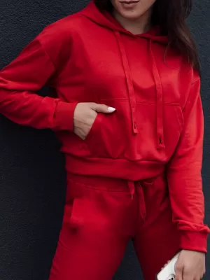 Női pulóver DSTREET TRENDHOOD PIROS