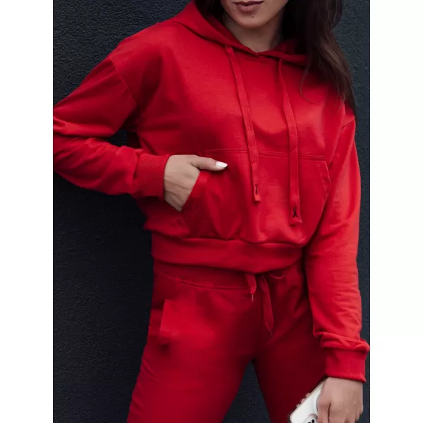  Női pulóver DSTREET TRENDHOOD PIROS 