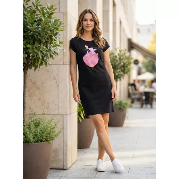  Női meghosszabbított T -póló/ruha ALTISPORT ALW187178 FEKETE -PINK 