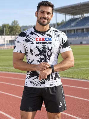 Férfi funkcionális kompressziós ing rövid ujjú prémium ALTISPORT VOJ/ALM036TR04 ABSZTRAKCIÓ