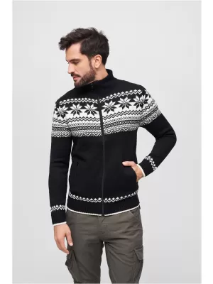 Férfi pulóver BRANDIT CARDIGAN NORWEGER BD5030 FEKETE