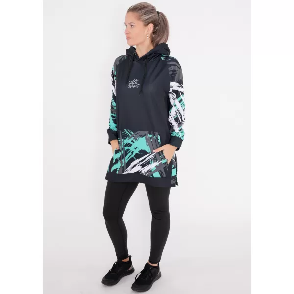  Prémium női funkcionális hosszabbított pulóver ALTISPORT VOJ/ALW039MI03 FEKETE/TÜRKIZ 
