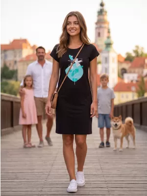 Női meghosszabbított T -póló/ruha ALTISPORT ALW187178 FEKETE -BLUE