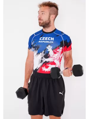 Férfi funkcionális kompressziós ing rövid ujjú prémium ALTISPORT VOJ/ALM036TR04 CSÍKOK