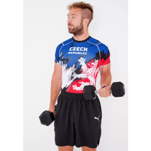  Férfi funkcionális kompressziós ing rövid ujjú prémium ALTISPORT VOJ/ALM036TR04 CSÍKOK 
