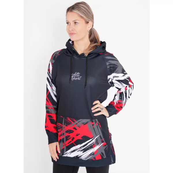  Prémium női funkcionális hosszabbított pulóver ALTISPORT VOJ/ALW039MI03 FEKETE/PIROS 