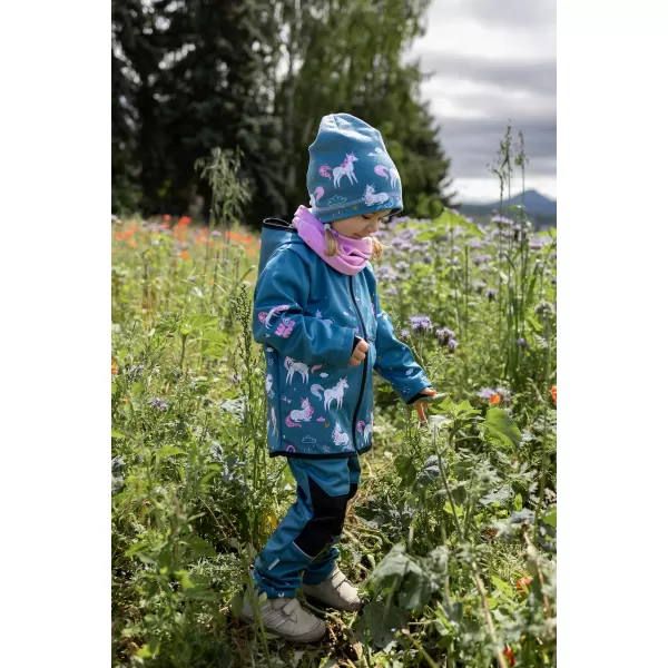  Gyermek softshell kabát WAMU JEDNOROŽCI KÉK 