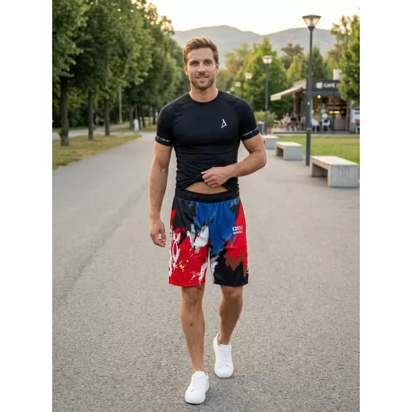  Férfi prémium funkcionális rövidnadrág zsebek nélkül ALTISPORT VOJ/ALM036KRA02 CSÍKOK 