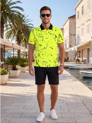 Funkcionális férfi póló prémium gallérral ALTISPORT VOJ/ALM034TR05 NEON SÁRGA