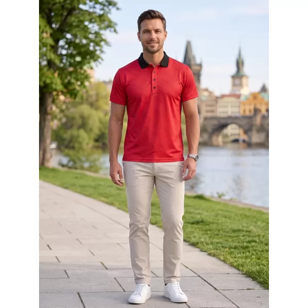  Funkcionális férfi póló prémium gallérral ALTISPORT VOJ/ALM050TR05 PIROS 