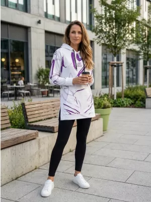 Prémium női funkcionális hosszabbított pulóver ALTISPORT VOJ/ALW049MI03 FEHÉR/LILA