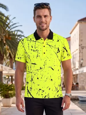 Funkcionális férfi póló prémium gallérral ALTISPORT VOJ/ALM034TR05 NEON SÁRGA