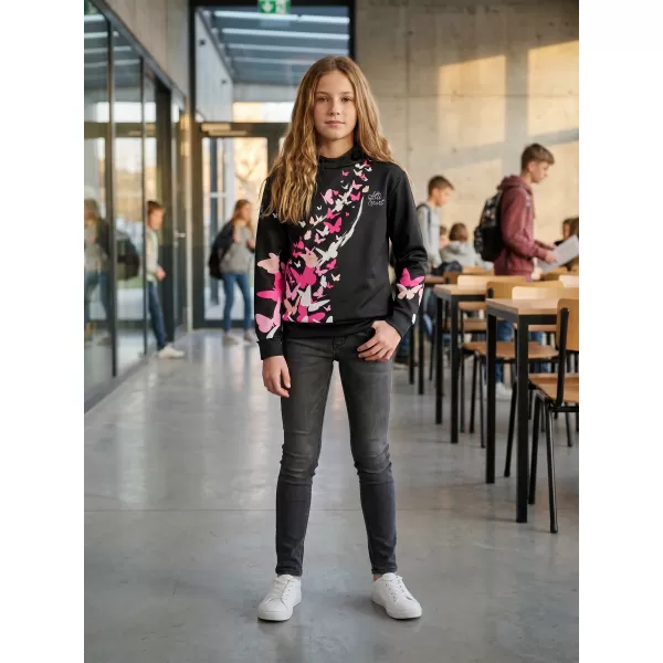 Gyermek prémium funkcionális pulóver ALTISPORT VOJ/ALK022MI01 FEKETE/RÓZSASZÍN 