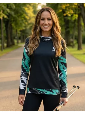 Prémium funkcionális női pulóver ALTISPORT VOJ/ALW039MI01 FEKETE/TÜRKIZ