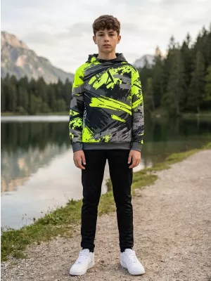 Gyermek prémium funkcionális pulóver ALTISPORT VOJ/ALK014MI01 FEKETE/ZÖLD