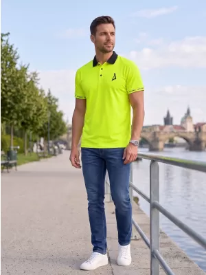 Funkcionális férfi póló prémium gallérral ALTISPORT VOJ/ALM000TR05 NEON SÁRGA