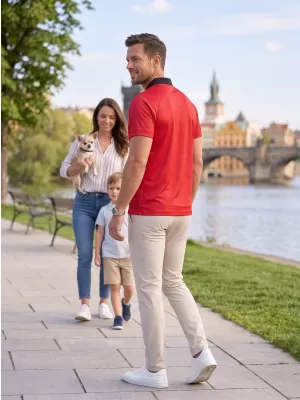 Funkcionális férfi póló prémium gallérral ALTISPORT VOJ/ALM050TR05 PIROS