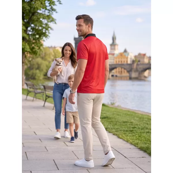  Funkcionális férfi póló prémium gallérral ALTISPORT VOJ/ALM050TR05 PIROS 