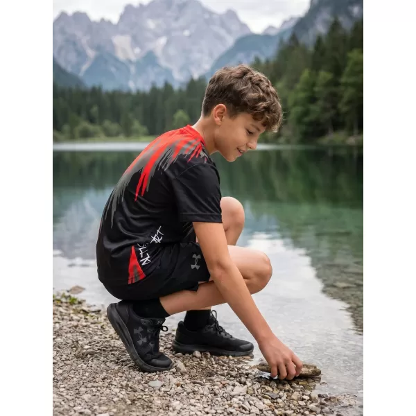  Gyermek prémium funkcionális póló ALTISPORT VOJ/ALK006TR01 FEKETE/PIROS 