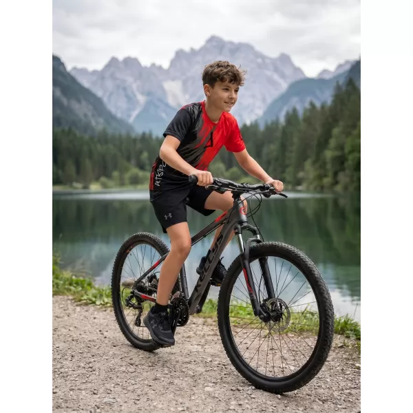  Gyermek prémium funkcionális póló ALTISPORT VOJ/ALK006TR01 FEKETE/PIROS 
