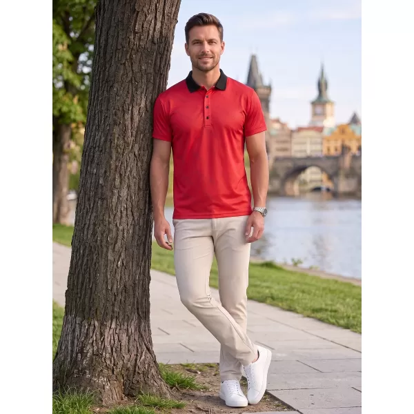  Funkcionális férfi póló prémium gallérral ALTISPORT VOJ/ALM050TR05 PIROS 