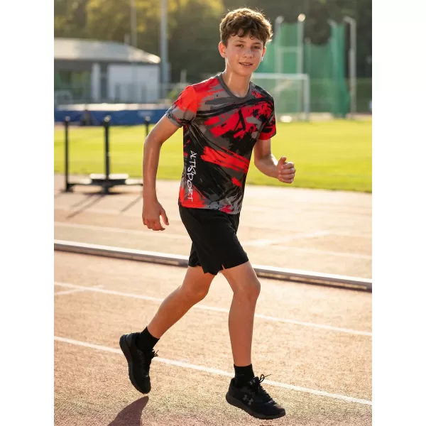  Gyermek prémium funkcionális póló ALTISPORT VOJ/ALK014TR01 FEKETE/PIROS 