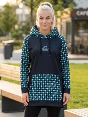 Prémium női funkcionális hosszabbított pulóver ALTISPORT VOJ/ALW048MI03 FEKETE ÉS KÉK