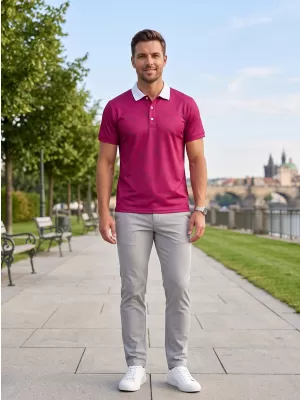 Funkcionális férfi póló prémium gallérral ALTISPORT VOJ/ALM050TR05 BURGUNDIA