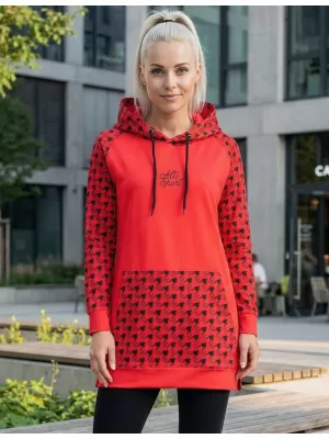 Prémium női funkcionális hosszabbított pulóver ALTISPORT VOJ/ALW048MI03 PIROS ÉS FEKETE