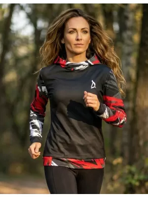 Prémium funkcionális női pulóver ALTISPORT VOJ/ALW039MI01 FEKETE/PIROS