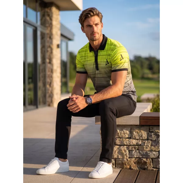  Funkcionális férfi póló prémium gallérral ALTISPORT VOJ/ALM031TR05 FEKETE/NEONSÁRGA 