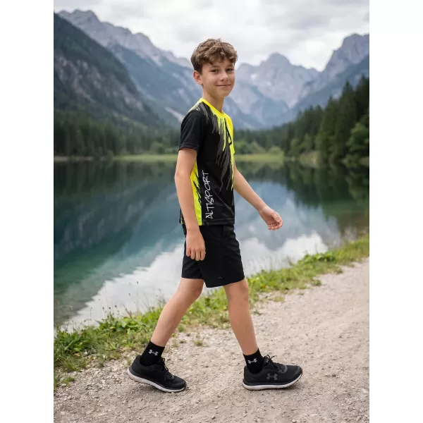  Gyermek prémium funkcionális póló ALTISPORT VOJ/ALK006TR01 FEKETE ÉS SÁRGA 