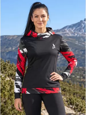 Prémium funkcionális női pulóver ALTISPORT VOJ/ALW039MI01 FEKETE/PIROS