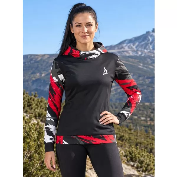  Prémium funkcionális női pulóver ALTISPORT VOJ/ALW039MI01 FEKETE/PIROS 