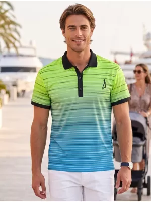 Funkcionális férfi póló prémium gallérral ALTISPORT VOJ/ALM031TR05 NEON SÁRGA/KEROZIN