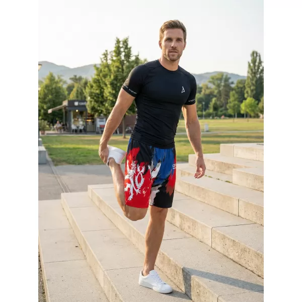  Férfi prémium funkcionális rövidnadrág zsebek nélkül ALTISPORT VOJ/ALM036KRA02 CSÍKOK 