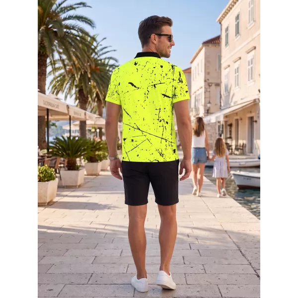  Funkcionális férfi póló prémium gallérral ALTISPORT VOJ/ALM034TR05 NEON SÁRGA 