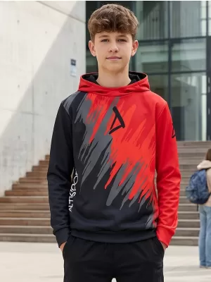 Gyermek prémium funkcionális pulóver ALTISPORT VOJ/ALK006MI01 FEKETE/PIROS