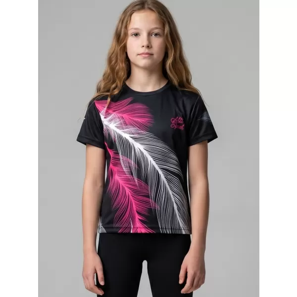  Gyermek prémium funkcionális póló ALTISPORT VOJ/ALK001TR01 FEKETE/RÓZSASZÍN 