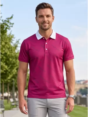 Funkcionális férfi póló prémium gallérral ALTISPORT VOJ/ALM050TR05 BURGUNDIA