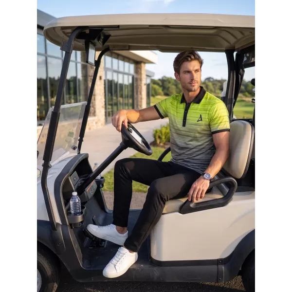  Funkcionális férfi póló prémium gallérral ALTISPORT VOJ/ALM031TR05 FEKETE/NEONSÁRGA 