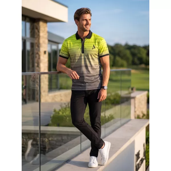  Funkcionális férfi póló prémium gallérral ALTISPORT VOJ/ALM031TR05 FEKETE/NEONSÁRGA 