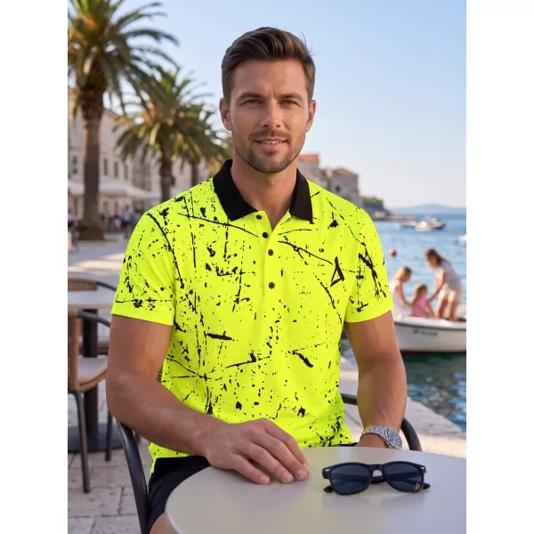  Funkcionális férfi póló prémium gallérral ALTISPORT VOJ/ALM034TR05 NEON SÁRGA 