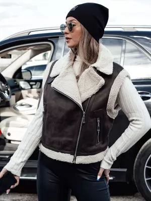 Női mellény DSTREET WOOLZIP CARAMEL Dstreet1