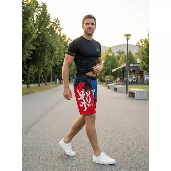  Férfi prémium funkcionális rövidnadrág zsebek nélkül ALTISPORT VOJ/ALM036KRA02 CSÍKOK 