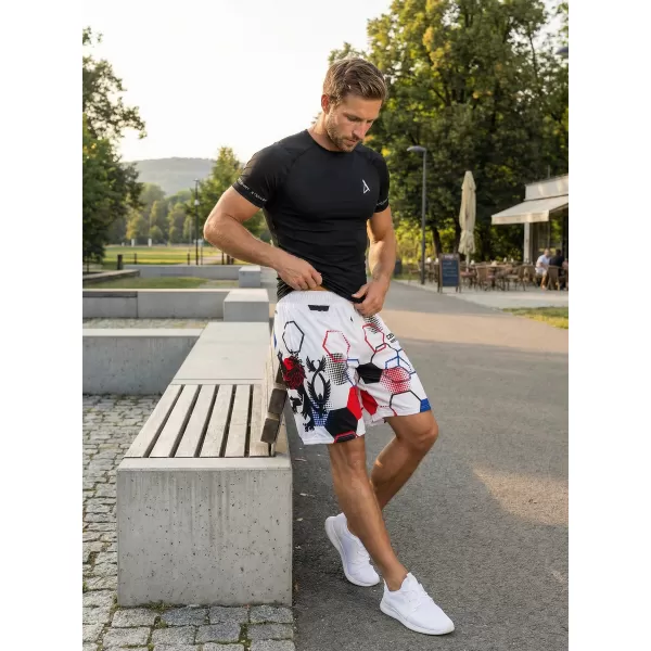  Férfi prémium funkcionális rövidnadrág zsebek nélkül ALTISPORT VOJ/ALM036KRA02 HEXA FEHÉR 
